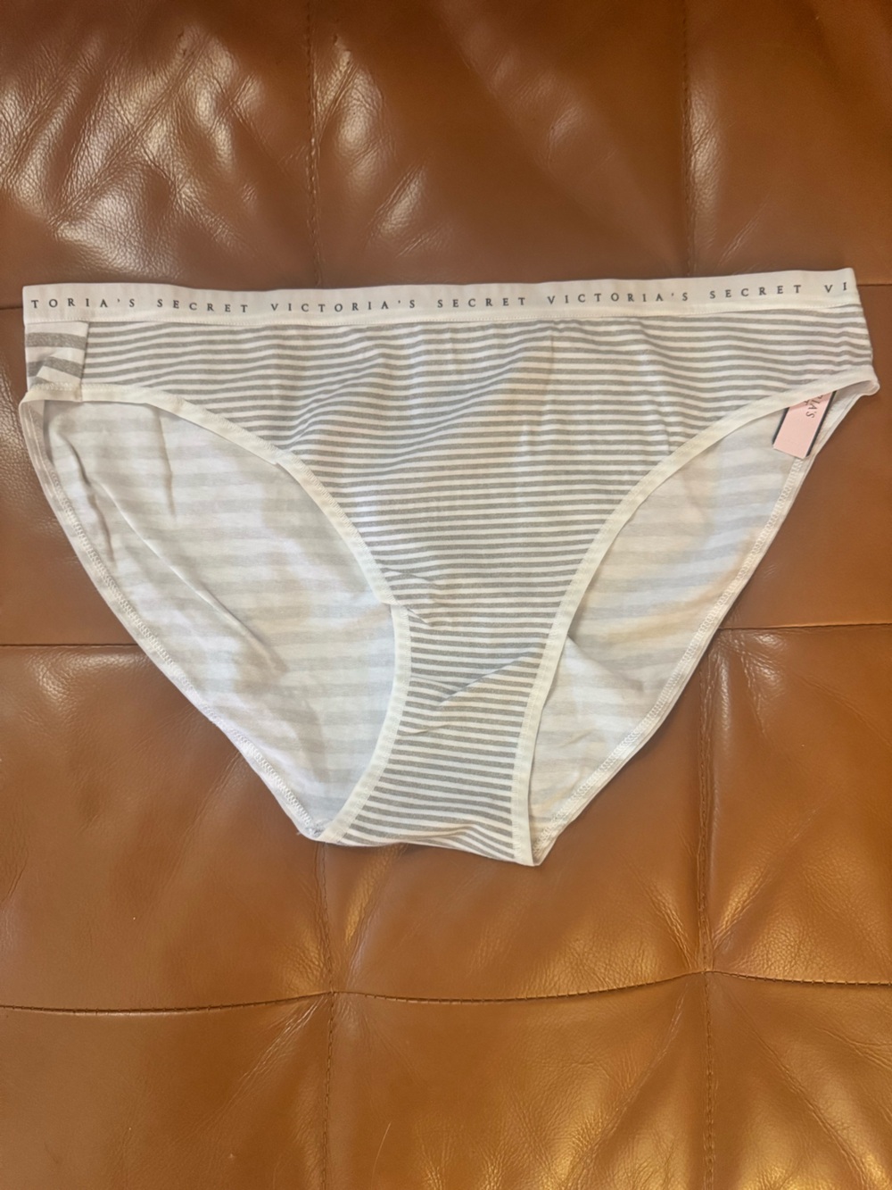 Victoria's Secret White & Gray Striped Panty